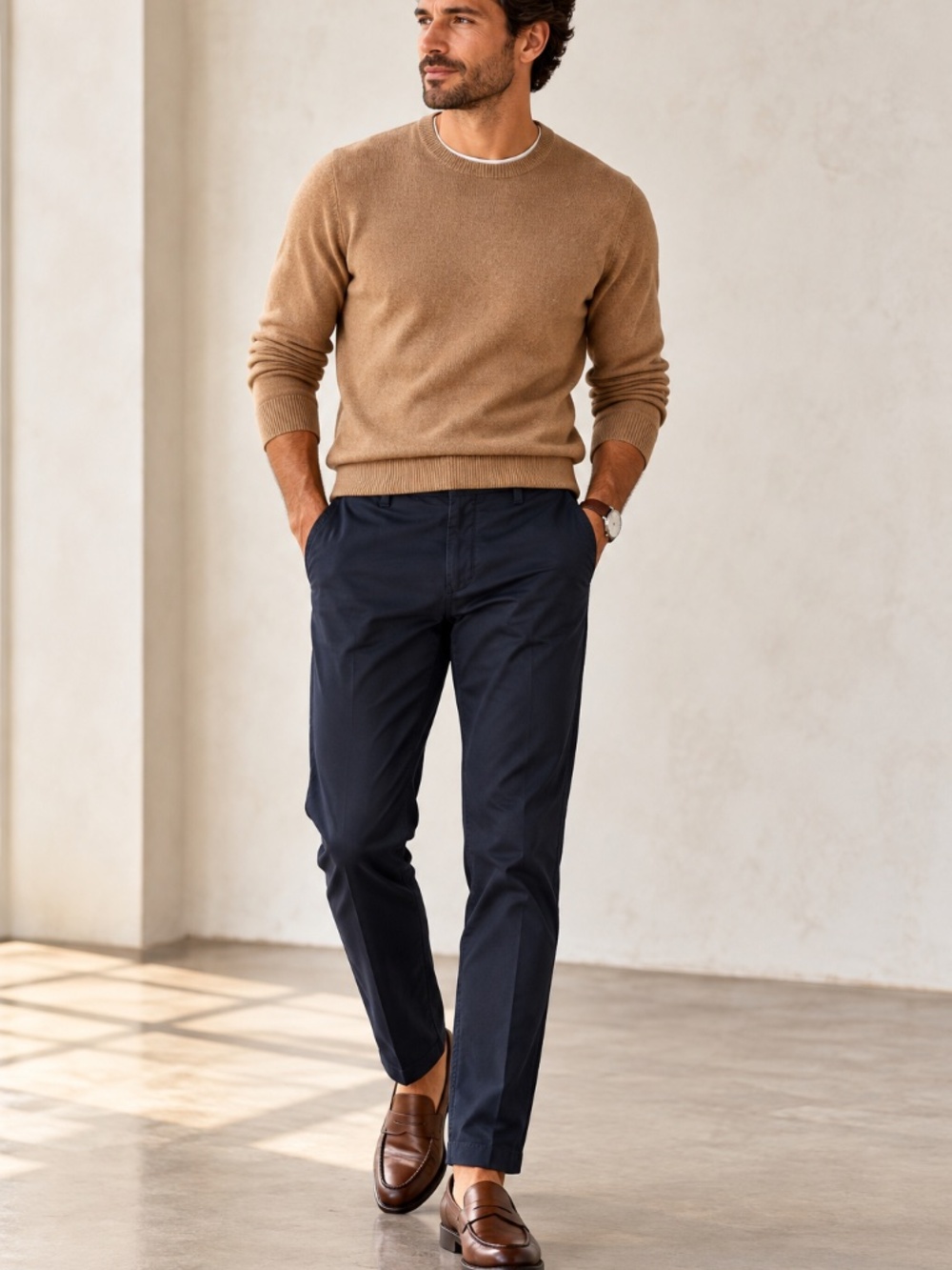 Acne Studios Max Satin Navy Cotton Stretch Pants Men's EU 48/US 31 Waist